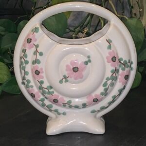 Vintage Antique Weil Ware California 1940’s Ceramic Painted Floral Round Planter
